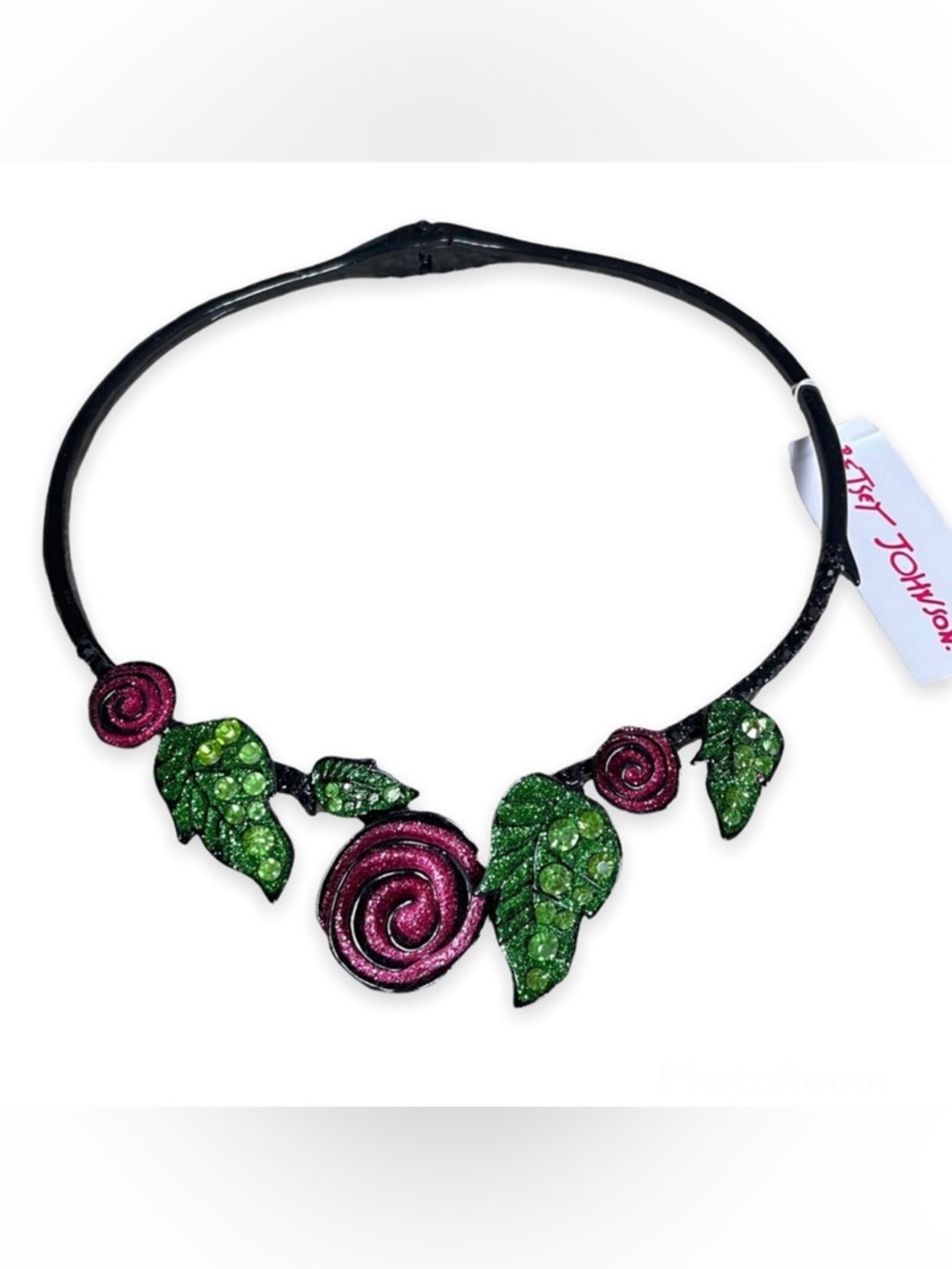 🌀 Betsey Johnson Dark Feminine Rose Hinged Collar Necklace